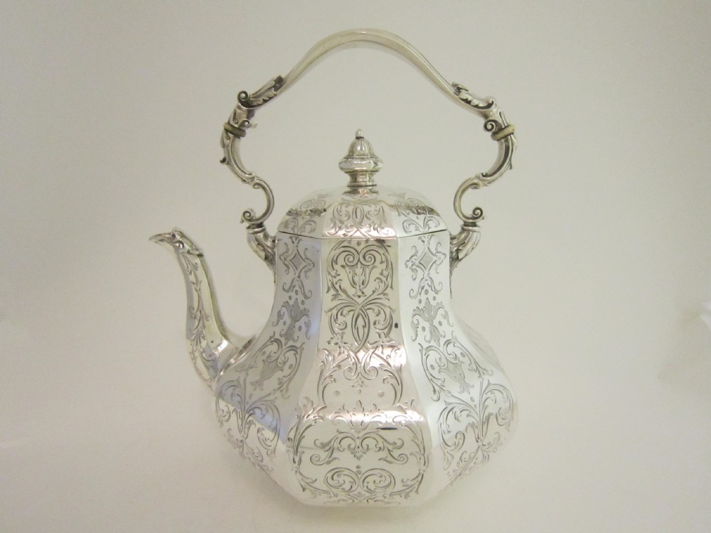 Antique Victorian Silver kettle on stand View VI