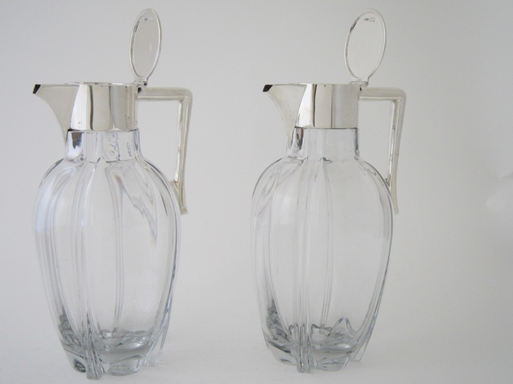 Victorian Silver and glass claret jugs View III