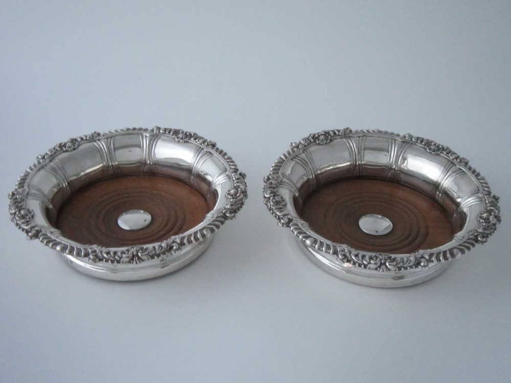 Antique Victorian Sterling silver wine coasters View II