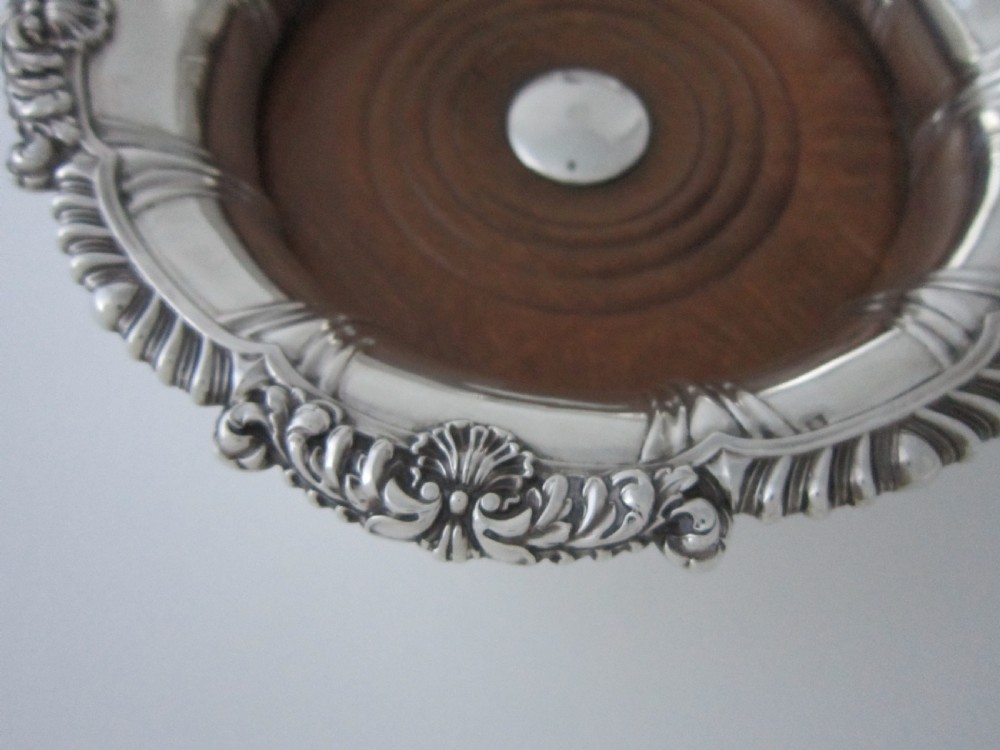 Antique Victorian Sterling silver wine coasters View IV