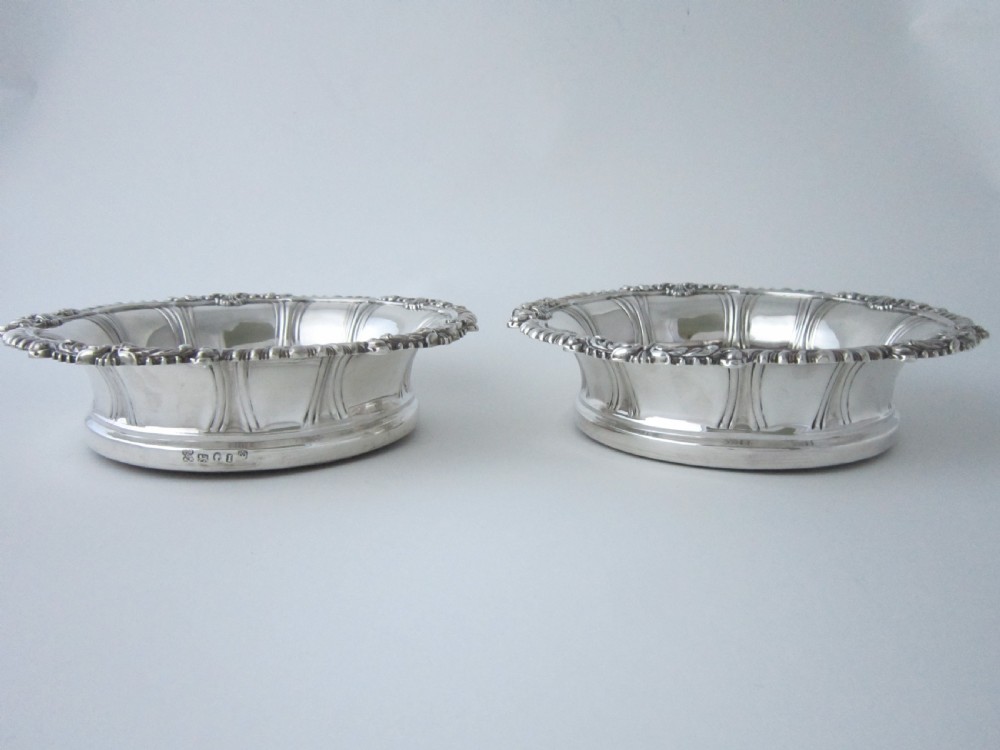 Antique Victorian Sterling silver wine coasters View V