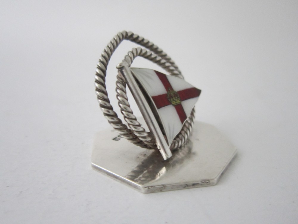 Antique Edwardian Sterling silver and enamel menu/place card holder View IV