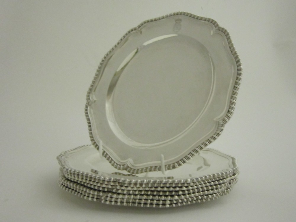Antique George III Sterling silver dinner plates  View VII
