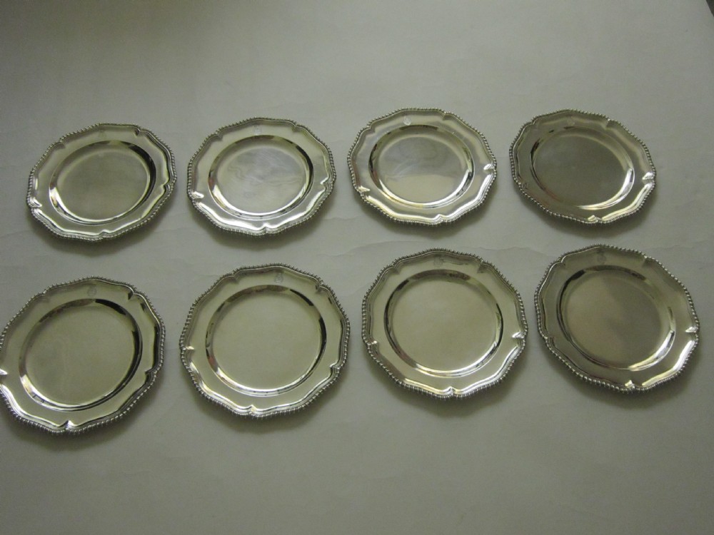 Antique George III Sterling silver dinner plates  View VIII