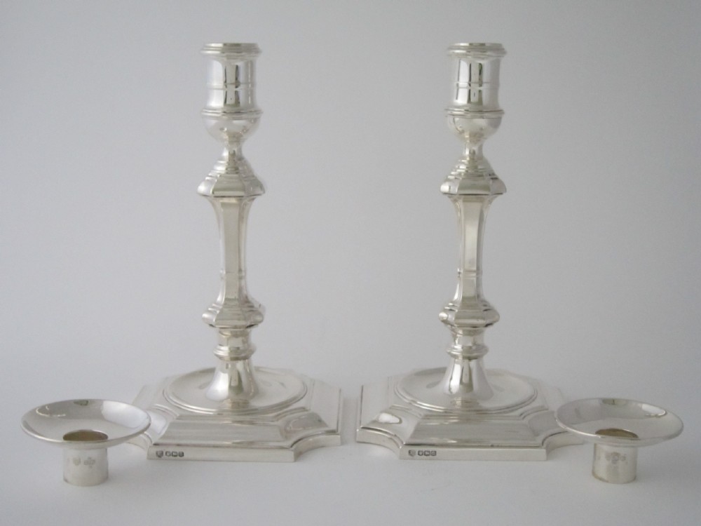 Antique George V Sterling silver candlesticks View II