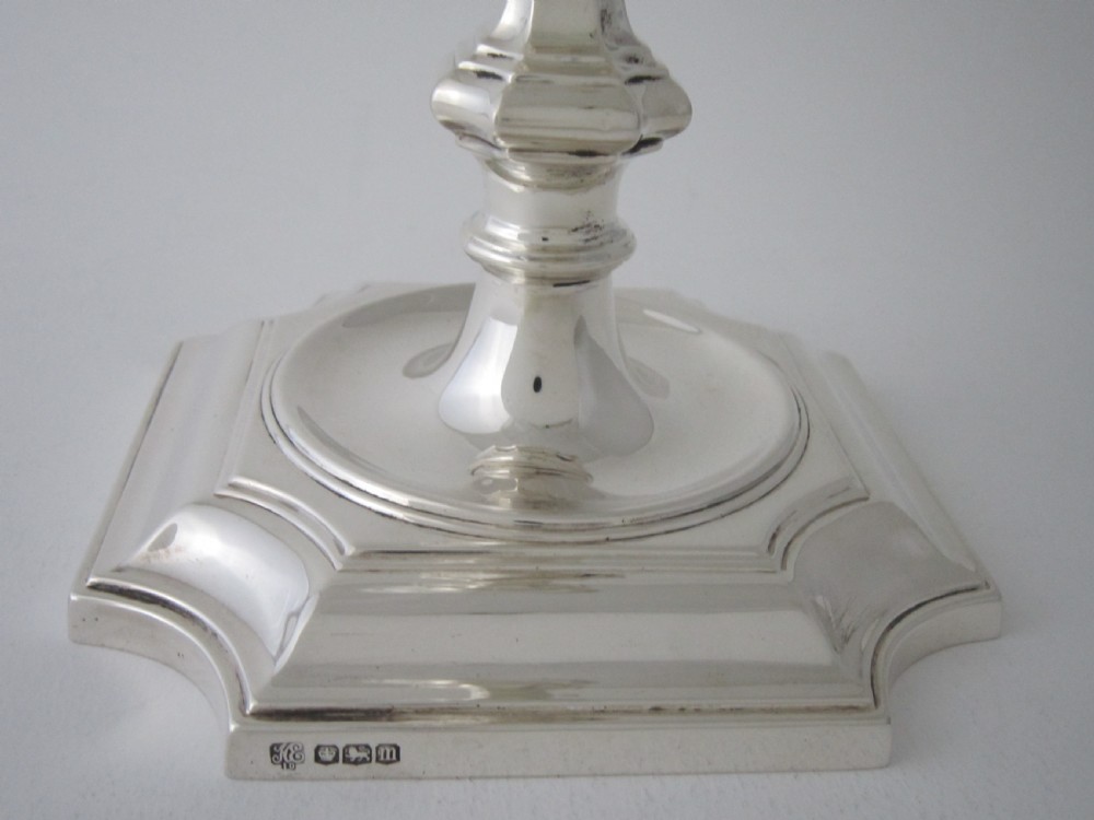Antique George V Sterling silver candlesticks View III