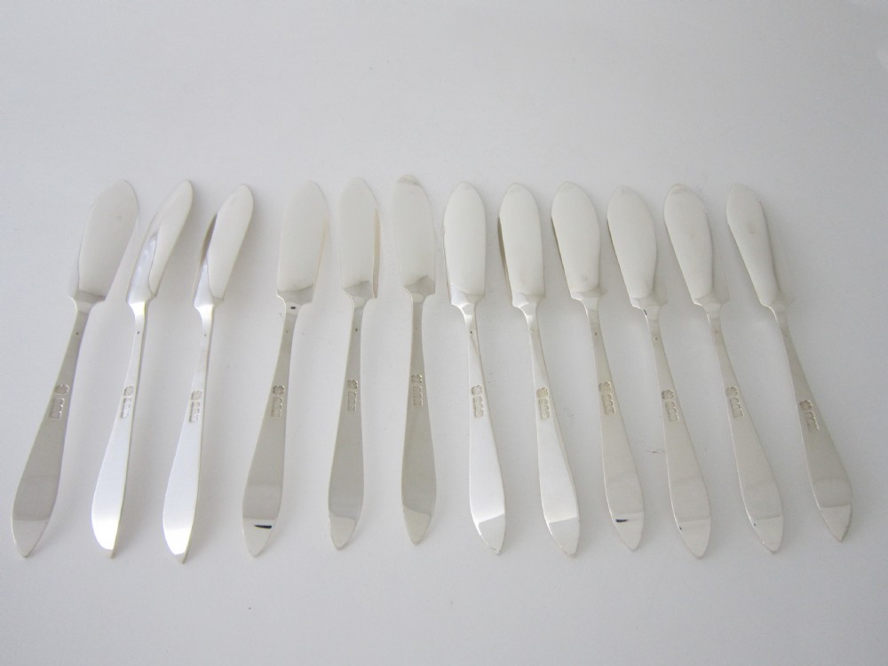Scottish Antique Sterling silver fish knives and forks View V