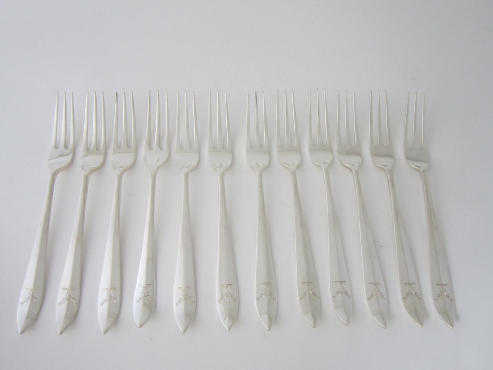 Scottish Antique Sterling silver fish knives and forks View VI