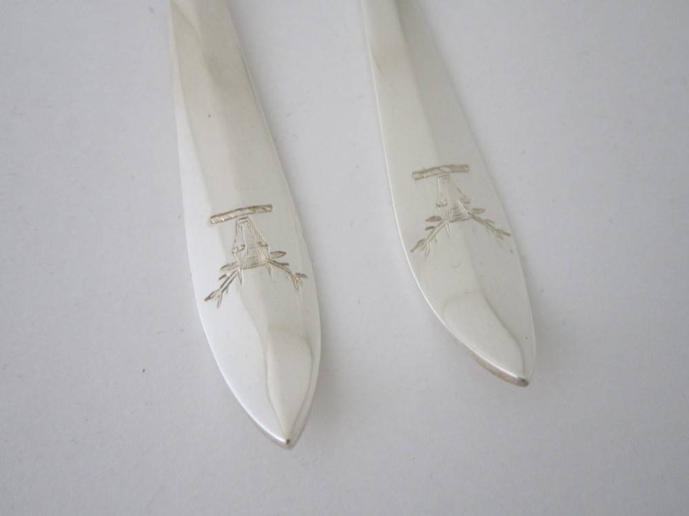 Scottish Antique Sterling silver fish knives and forks View IX