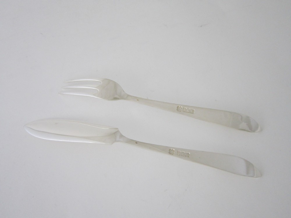 Scottish Antique Sterling silver fish knives and forks View X
