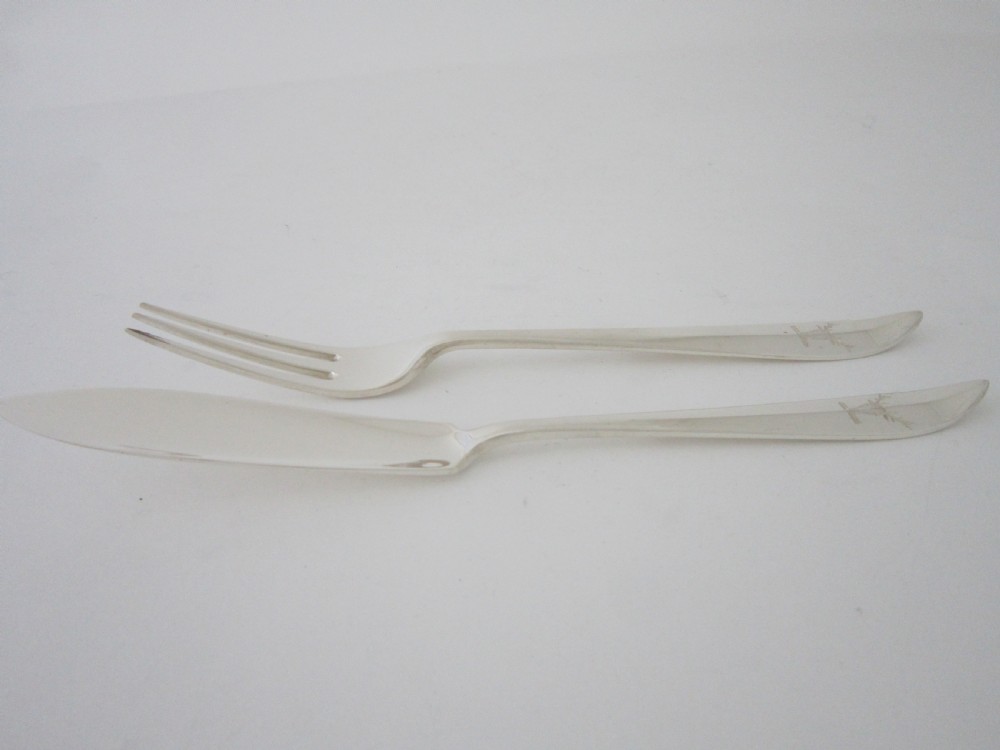 Scottish Antique Sterling silver fish knives and forks View XII