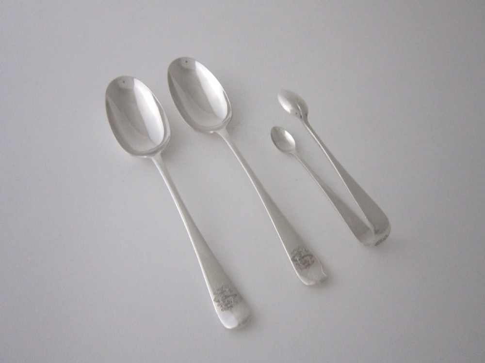 Antique Victorian Sterling silver canteen of rat tail cutlery View XIII