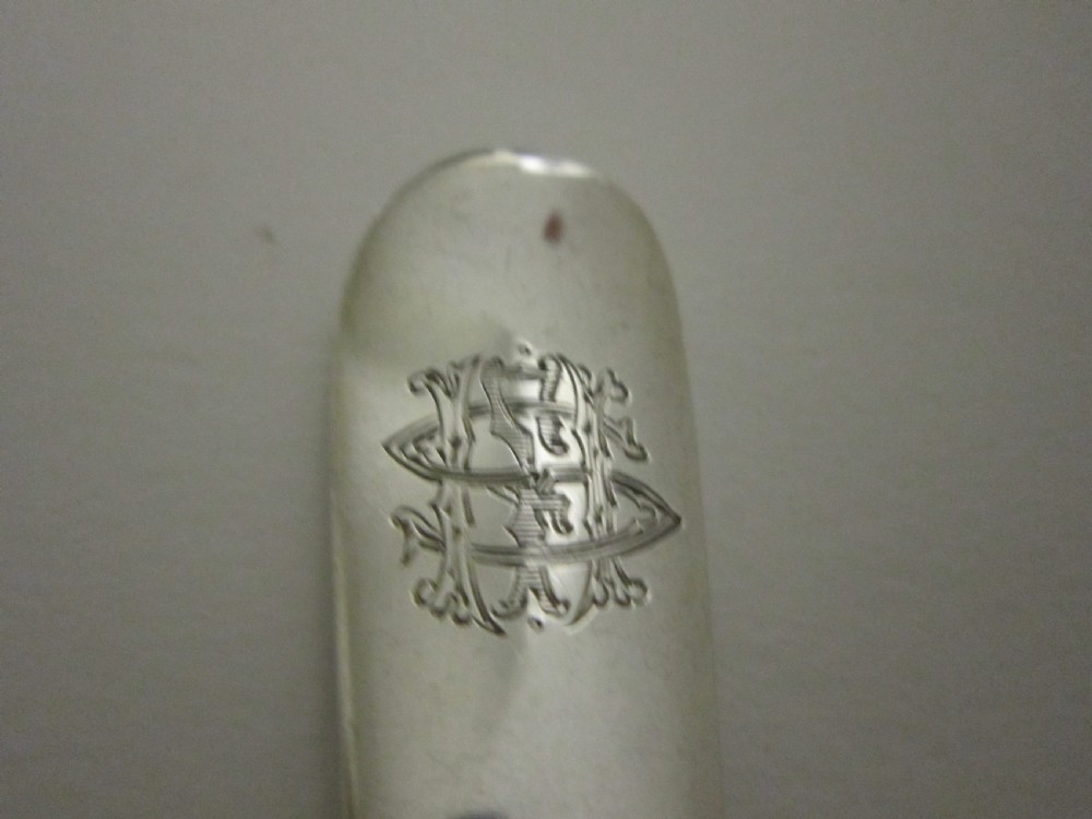 Antique Victorian Sterling silver canteen of rat tail cutlery View XVI