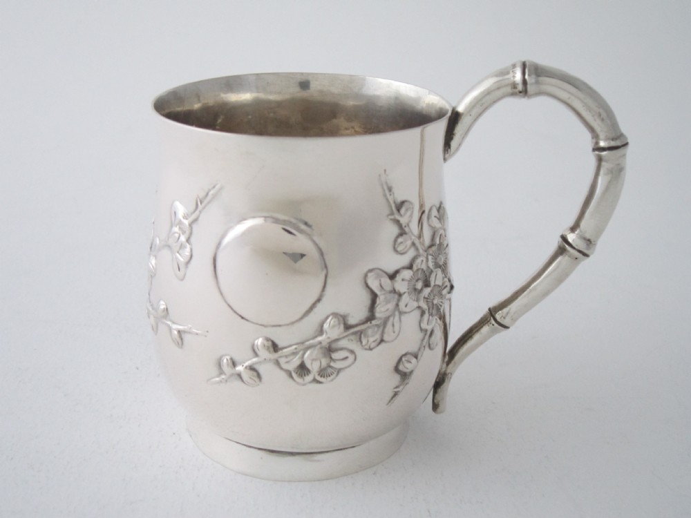 Antique Chinese export silver Christening mug