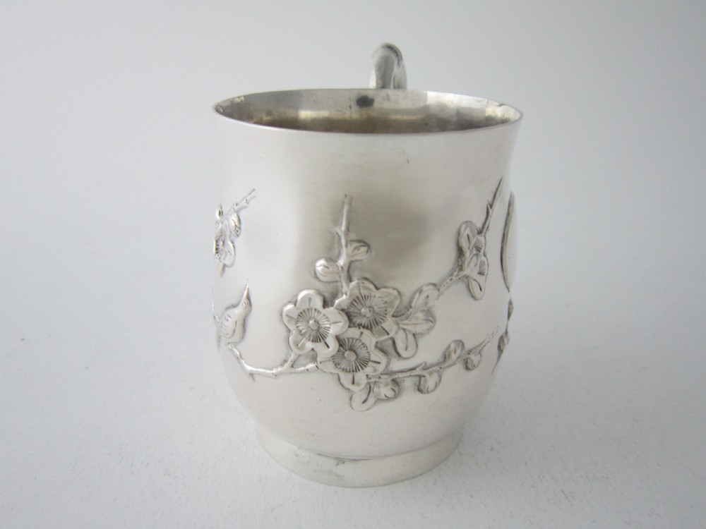 Antique Chinese export silver Christening mug View II