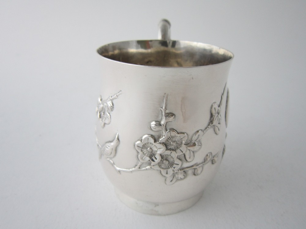 Antique Chinese export silver Christening mug View V