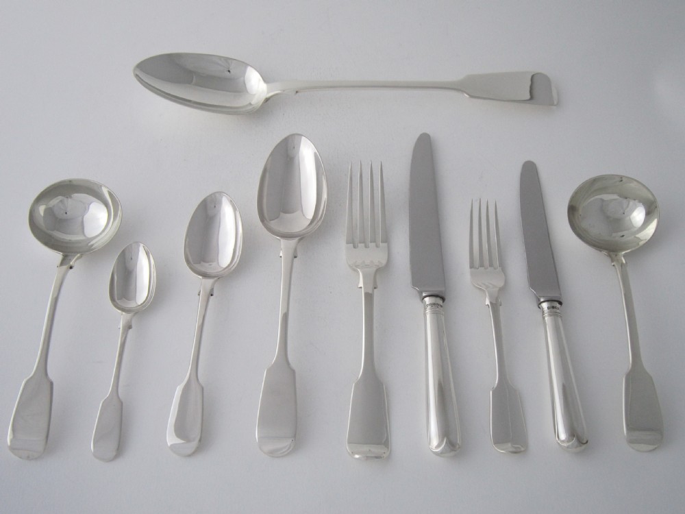 Antique Victorian Sterling silver canteen of cutlery View II