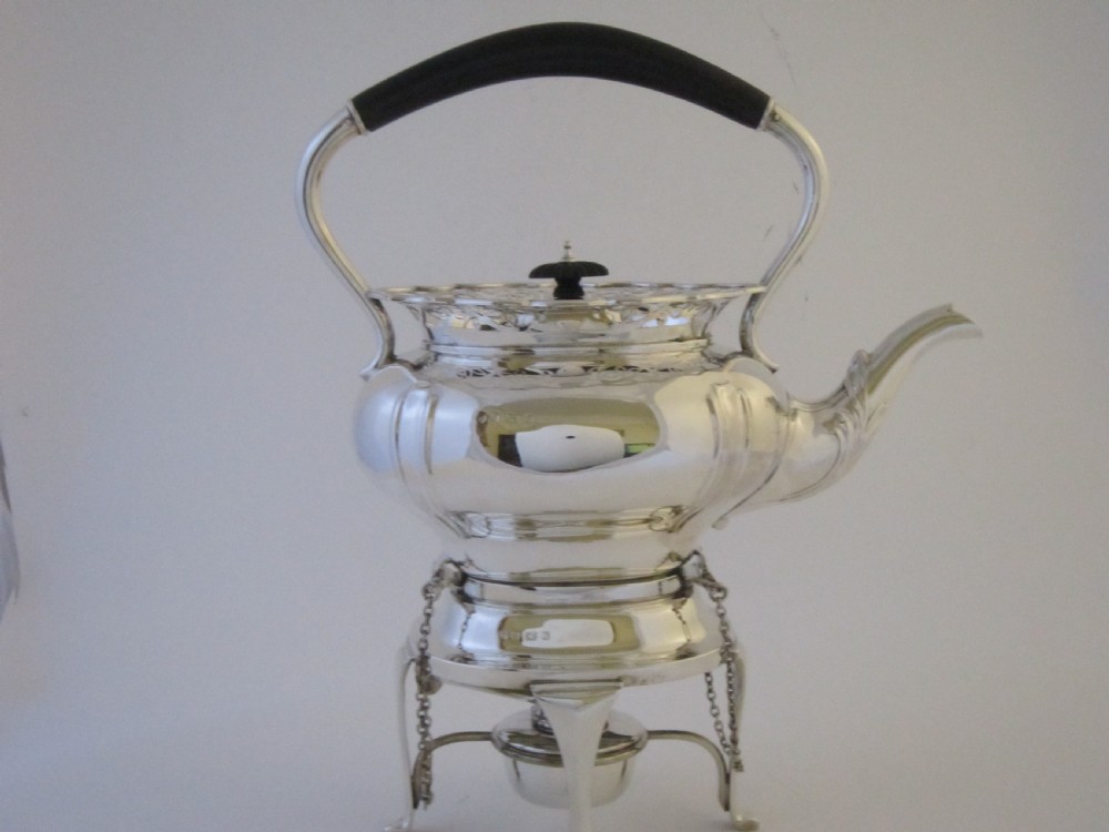 Antique George V Sterling silver 5 piece tea set on tray View VIII
