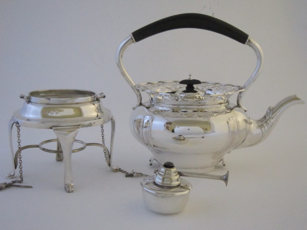 Antique George V Sterling silver 5 piece tea set on tray View IX