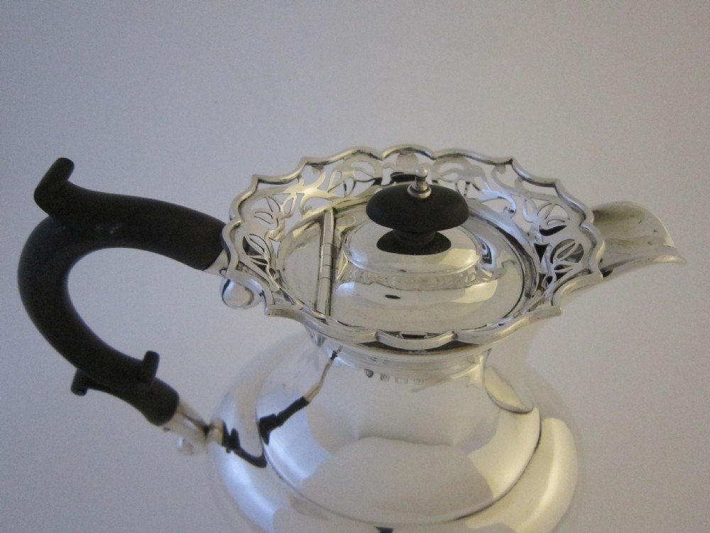 Antique George V Sterling silver 5 piece tea set on tray View XII
