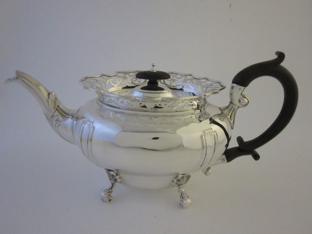 Antique George V Sterling silver 5 piece tea set on tray View XIV