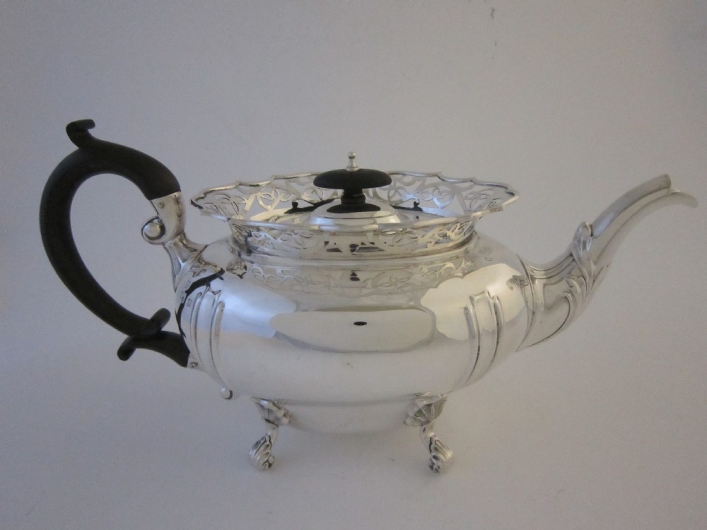 Antique George V Sterling silver 5 piece tea set on tray View XV