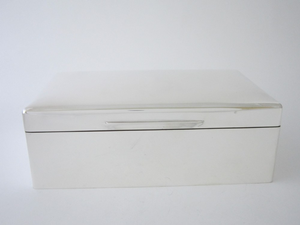Large Antique George V Sterling silver cigar box  View II