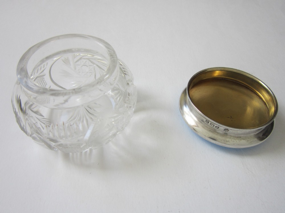 Antique George V Sterling silver and enamel glass jar View VII