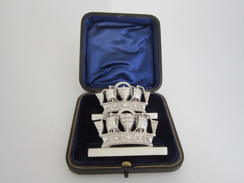 Antique Edwardian Sterling silver nautical menu/place card holders
