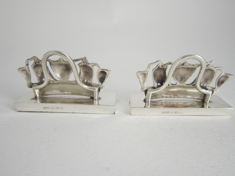 Antique Edwardian Sterling silver nautical menu/place card holders View III
