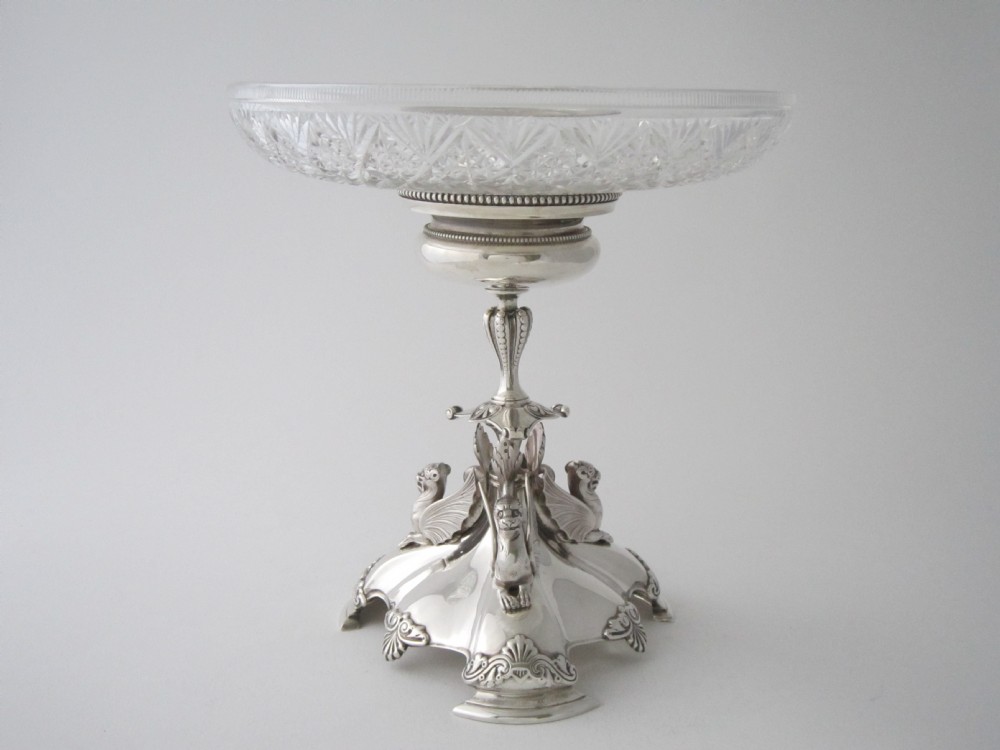 Antique Victorian Sterling silver and glass centrepiece