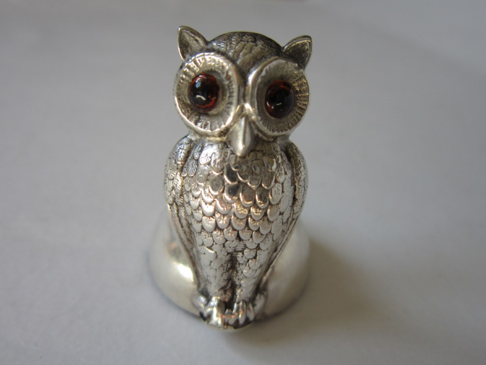 Antique Edwardian Sterling silver owl menu/place card holder