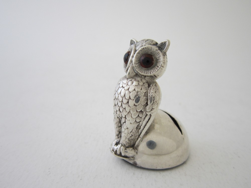 Antique Edwardian Sterling silver owl menu/place card holder View II