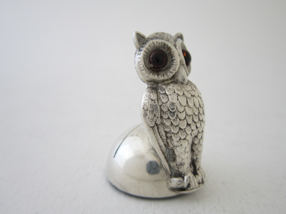 Antique Edwardian Sterling silver owl menu/place card holder View VII