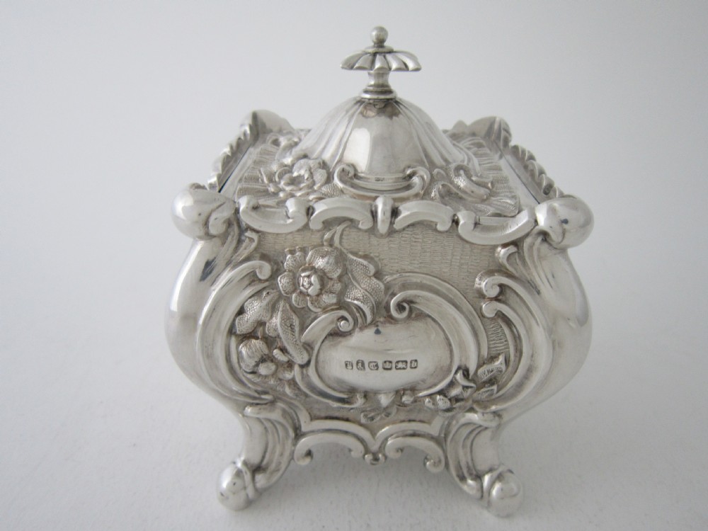 Antique Victorian Sterling silver locking tea caddy View II