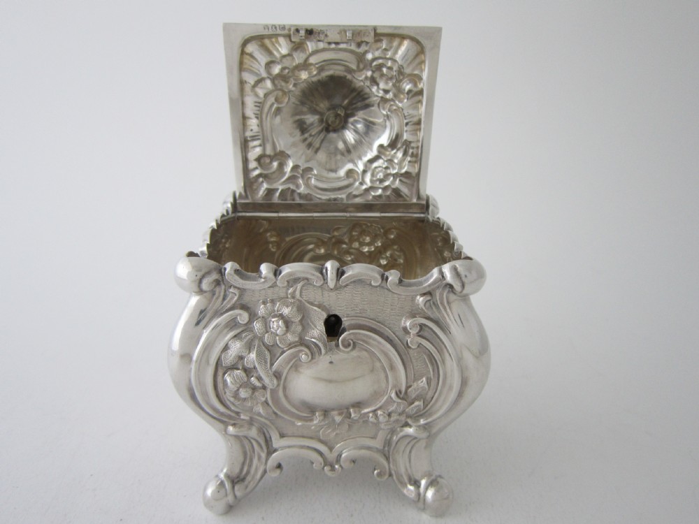 Antique Victorian Sterling silver locking tea caddy View VI