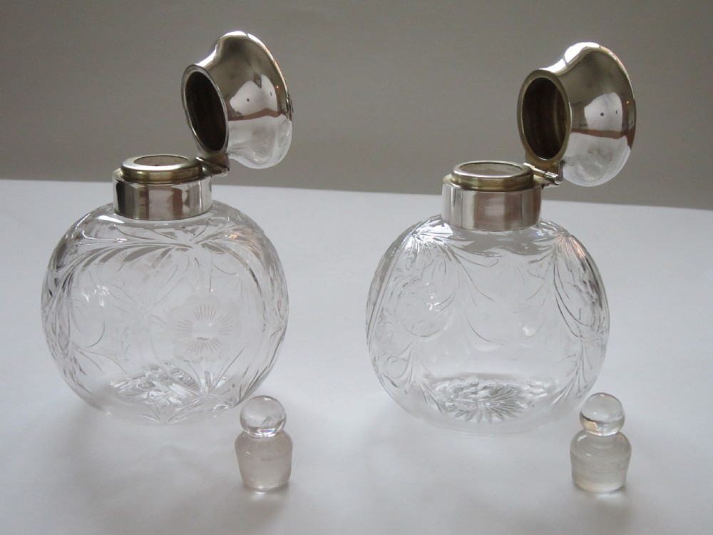 Antique George V Sterling silver and glass scent bottles View VII