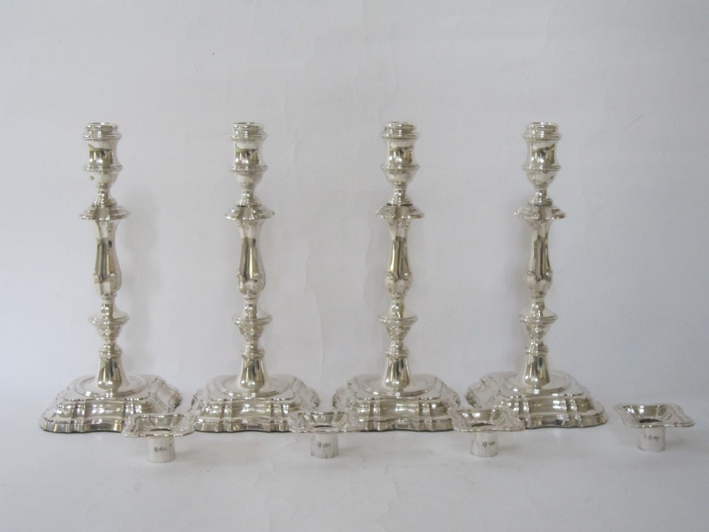 Set of four Antique George v Sterling silver candlesticks View II