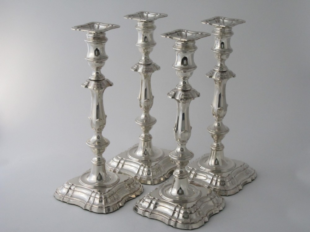Set of four Antique George v Sterling silver candlesticks View III