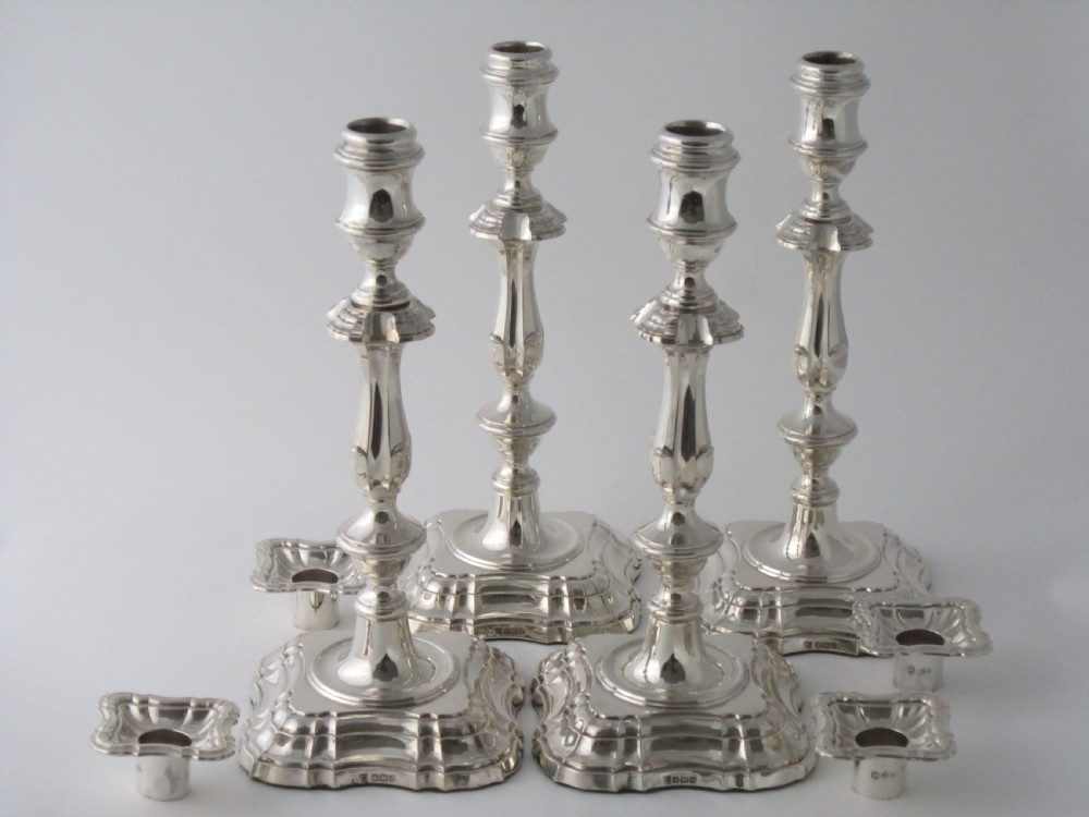 Set of four Antique George v Sterling silver candlesticks View IV