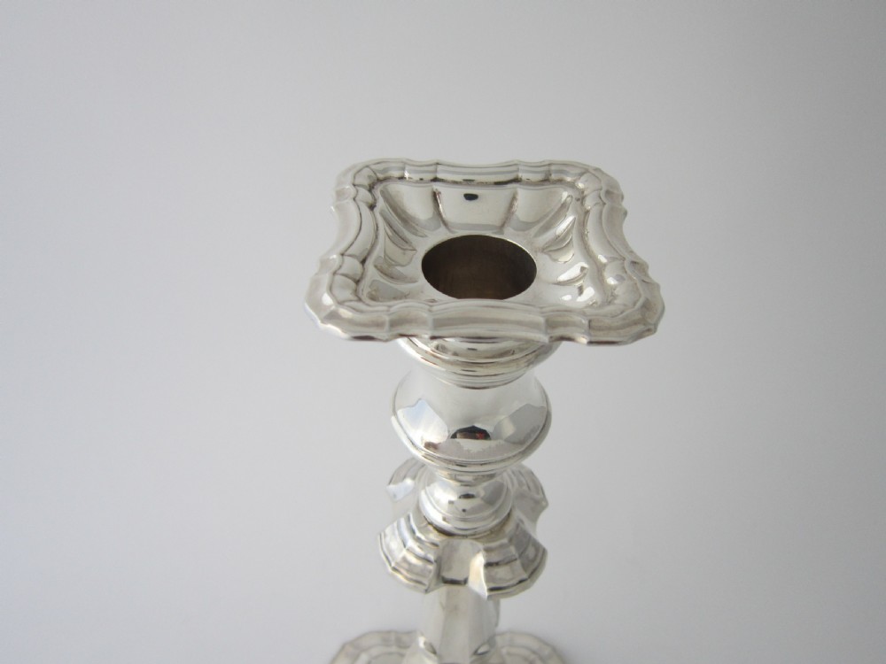Set of four Antique George v Sterling silver candlesticks View VI
