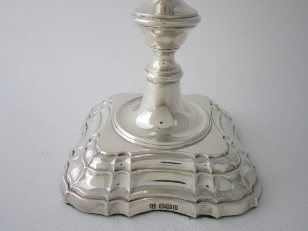Set of four Antique George v Sterling silver candlesticks View IX