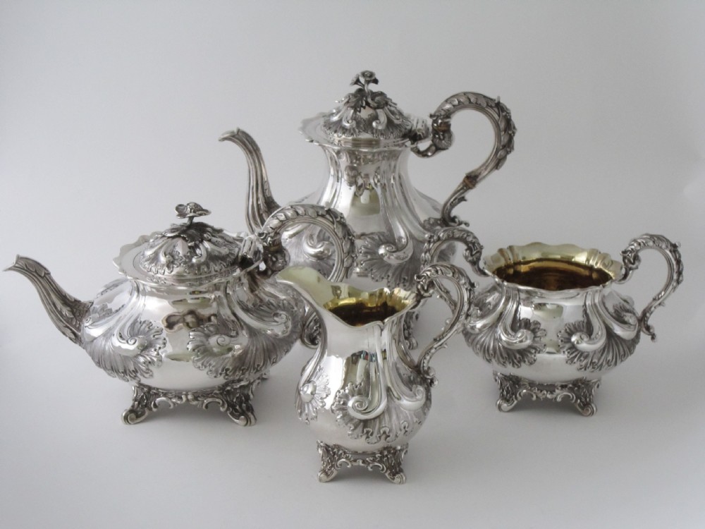 Antique Victorian Sterling silver four piece tea and coffee set