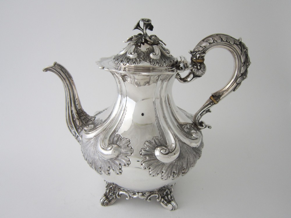 Antique Victorian Sterling silver four piece tea and coffee set View II