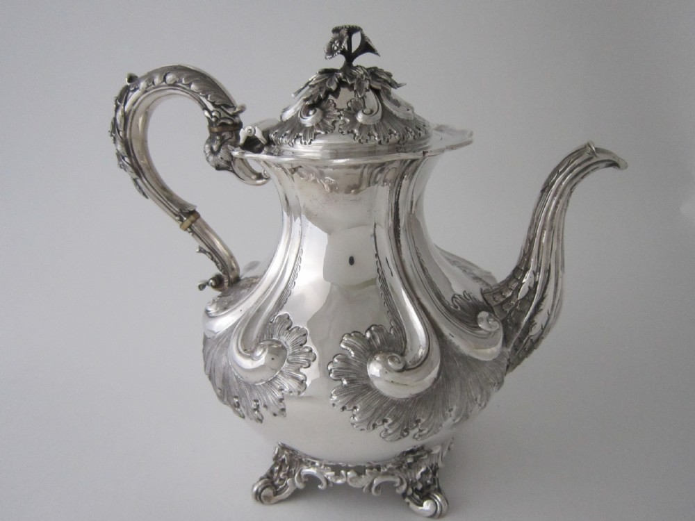 Antique Victorian Sterling silver four piece tea and coffee set View III