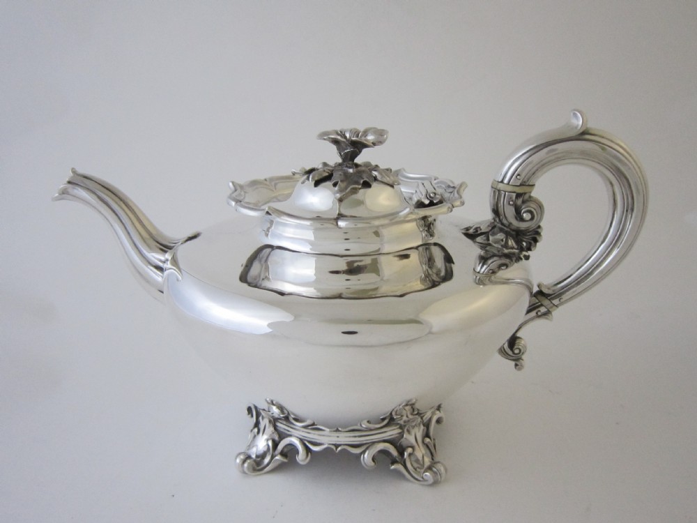 Antique William IV Sterling silver three piece tea set View II