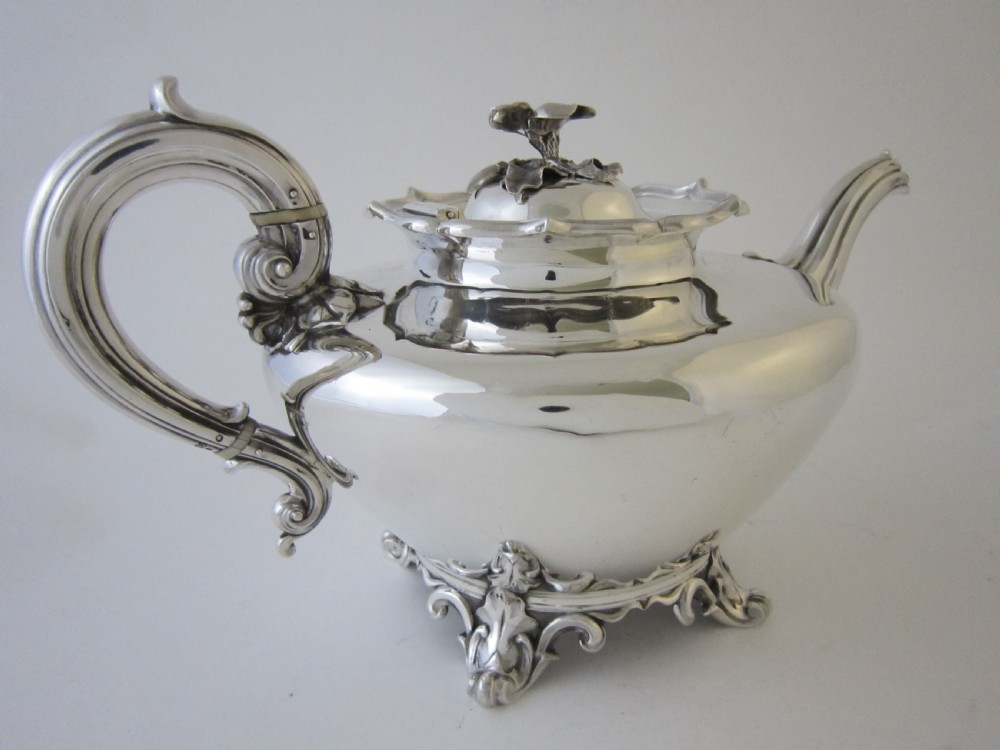 Antique William IV Sterling silver three piece tea set View IV