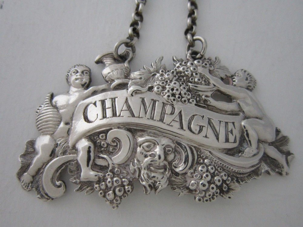 Antique George II Sterling silver Champagne wine label