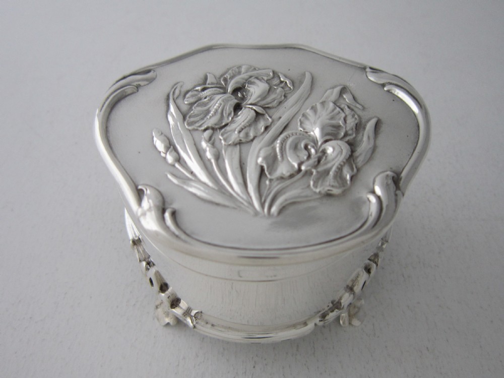 Antique Edwardian Sterling silver trinket box