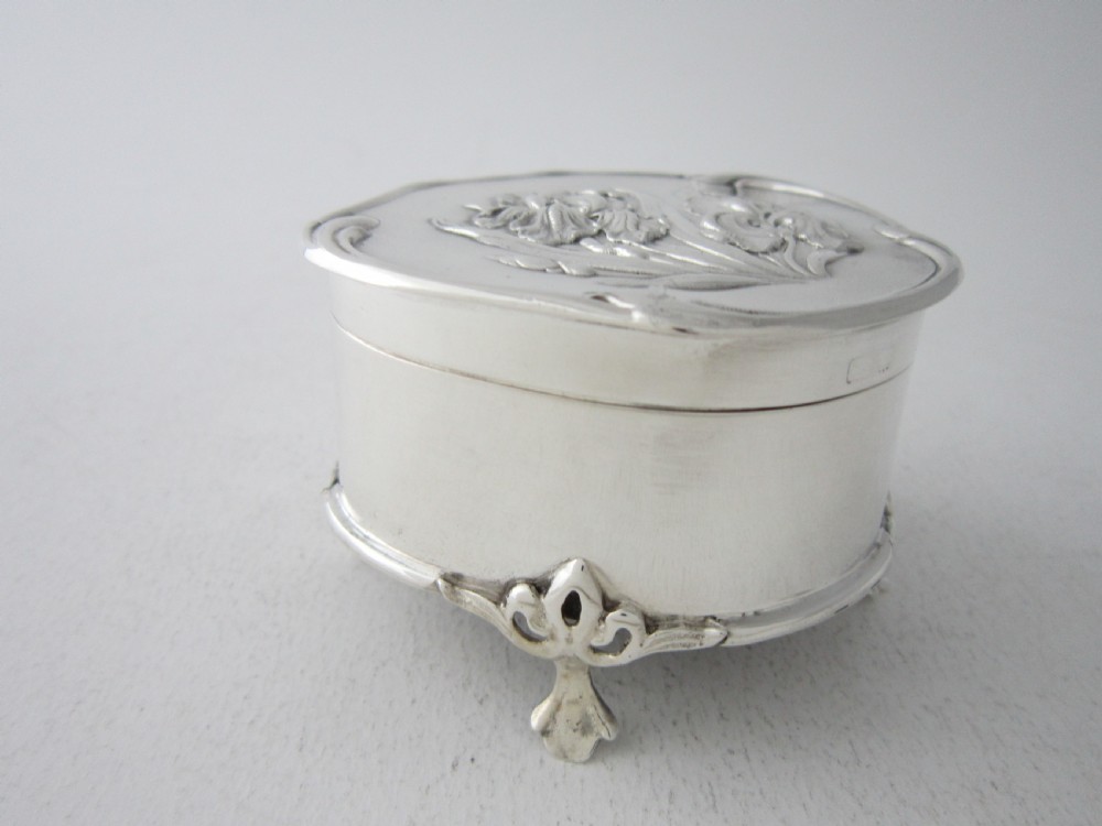 Antique Edwardian Sterling silver trinket box View II